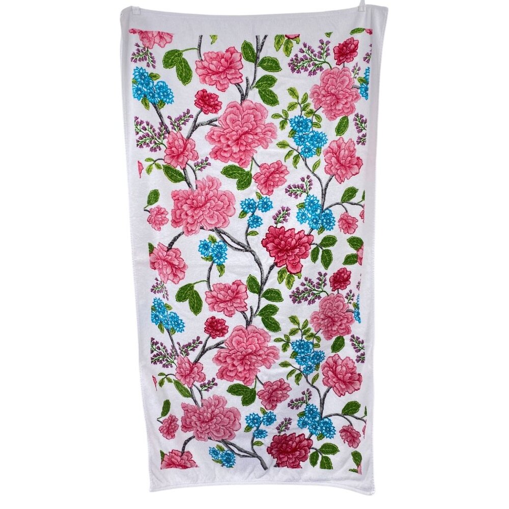 Vintage‎ Target Home floral bath towels pink white Cotton 90s 00s hydrangea